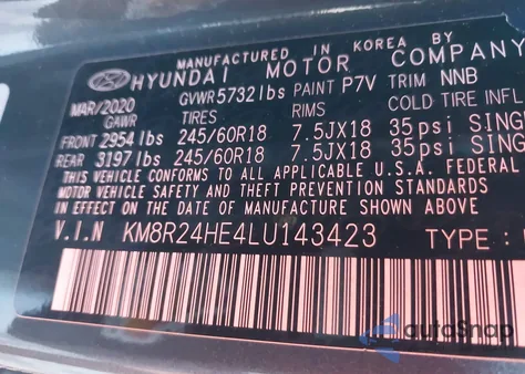 2020 Hyundai Palisade Sel from USA, damaged, VIN KM8R24HE4LU143423